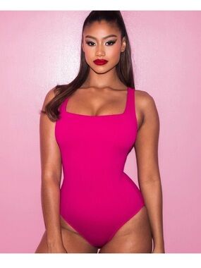 NWT TAE Pink Squarey Regular Long Swimsuit Size S